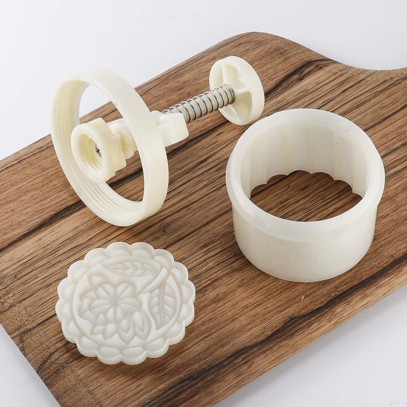 Dltsli 180g 5pcs Cookie Stamps Thickness Adjustable Moon Cake Mold Set, Cookie Press DIY Decoration Hand Press Cutter Cake Dessert Mold - Image 5